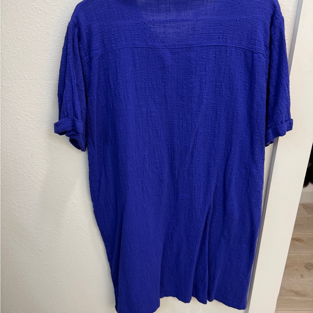 Zenana Royal Blue Gauze Button Front Shirt Dress | NWOT | Size L - Picture 4 of 4
